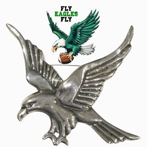Vintage Mexican Eagle Brooch Pin, 925 Sterling Silver, Unworn pristine Condition
